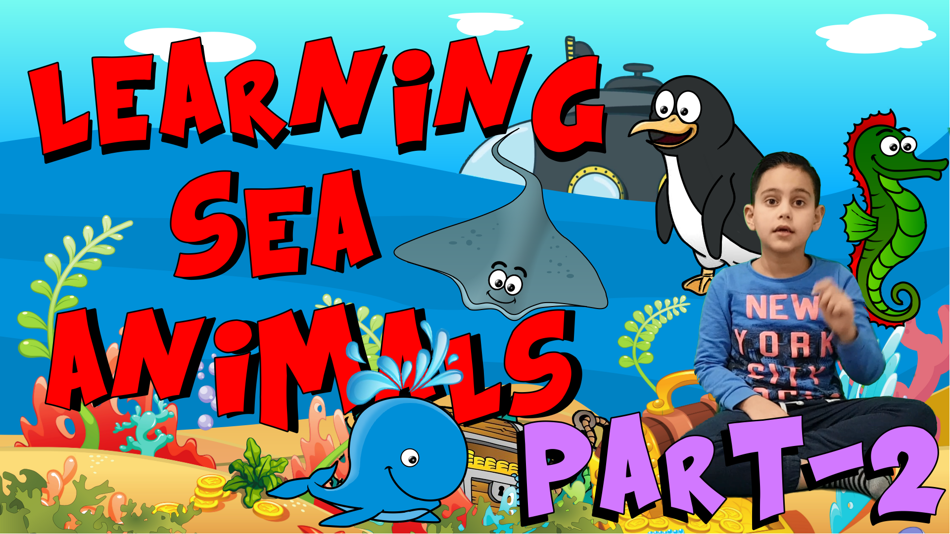 Learn Sea Animals Sea horse, Penguin, Skatefish & Whale with ARIAN and ...